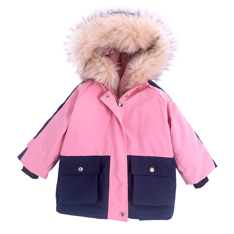 新款冬季儿童派克服可拆卸仿獭兔