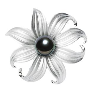 GiO珠宝大溪地海水黑珍珠胸针925银女简约气质胸花胸针高级感轻奢