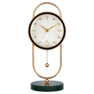 客厅家用轻奢座钟简约时尚静音摆钟现代装饰金属表创意台钟HD6957