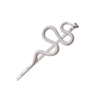 暗黑风酷辣银色蛇形发夹女侧边刘海夹网红一字夹蛇年氛围发卡头饰