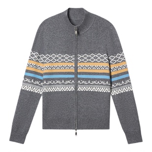 【费尔岛提花】诗篇专选撞色毛衣立领拉链针织衫2025秋款