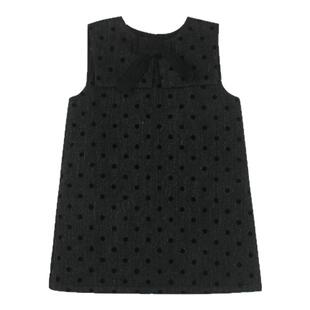 大耳象女童蝴蝶结毛呢背心裙秋季新款宝儿无袖波点连衣裙子