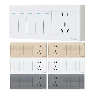 锦迈明装插座五开五孔10A家用明线盒5开5孔10A大功率插座开关面板