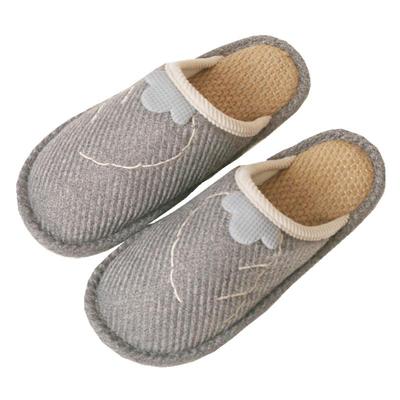 PVC田园防滑软底亚麻拖鞋