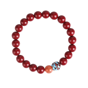 真品朱砂莲花手串女款紫金砂原矿本命年朱砂手链佛珠净心情侣礼物