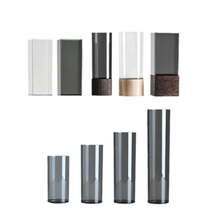 亚克力高级鲜花花束养花桶木质拖插花瓶客厅摆件装饰防摔透明花盆