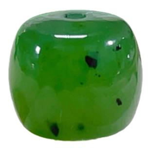 天然和田碧玉阳绿色老型散珠 碧玉猕猴桃直切单珠子手串diy配珠