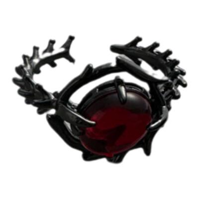 红色荆棘暗黑设计感戒指锆石小众