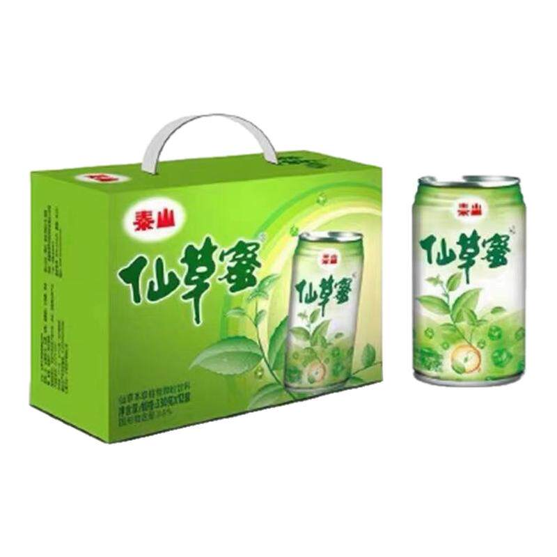 泰山仙草蜜330ml*12罐整箱凉茶烧仙草颗粒清爽夏日休闲凉茶饮料