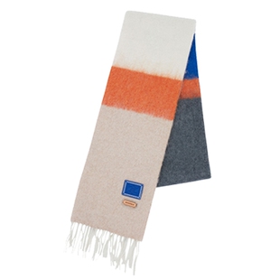 ADERERROR 23FW Otiv 围脖拼色毛绒秋季新款皮革流苏保暖长围巾