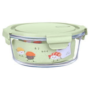 圆形玻璃饭盒可微波炉加热专用汤碗上班族学生带饭餐盒保鲜便当盒
