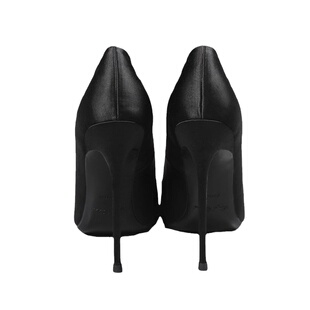 高跟鞋女细跟绸缎面尖头黑色性感职业裸色小单鞋10cm法式气质红底