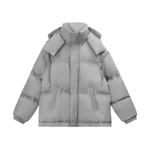 ami羽绒服连帽外套爱心灰色字母冬季外套男女情侣面包服加厚保暖