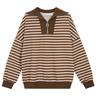 条纹卫衣女春秋薄款时尚洋气上衣