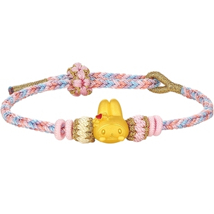 潮宏基三丽鸥美乐蒂黄金手链足金手绳5D硬金鎏彩小版生日礼物联名