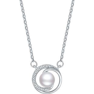 周六福项链女淡水珍珠链坠S925银甜美时尚送女友本命年礼物