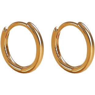 卡伦图通体999纯银耳环女实心耳圈18K金色耳扣简约耳钉耳饰2026新