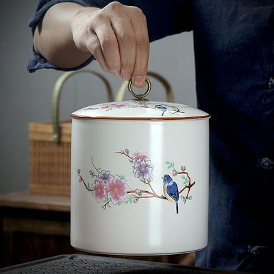 陶瓷茶叶罐大号普洱茶饼定窑茶罐一斤密封光亚存醒储茶罐罐装物