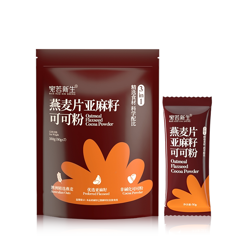 宛若新生低GI燕麦片亚麻籽可可粉膳食纤维营养即食早餐代餐