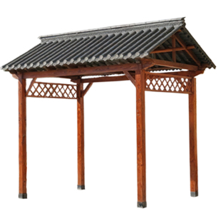 户外防腐木古建长廊农村院子简易室外四角凉亭庭院天台防雨遮阳棚