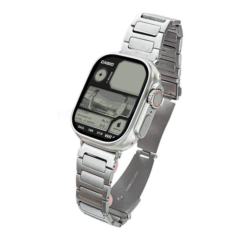 适用iWatch工字实心金属质感表带