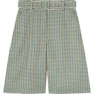 【赛马会】LK BENNETT绿色格纹短裤女气质高腰宽松通勤绵羊毛