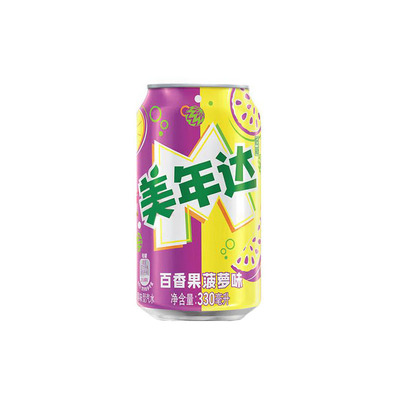 美年达百香果菠萝味碳酸饮料汽水