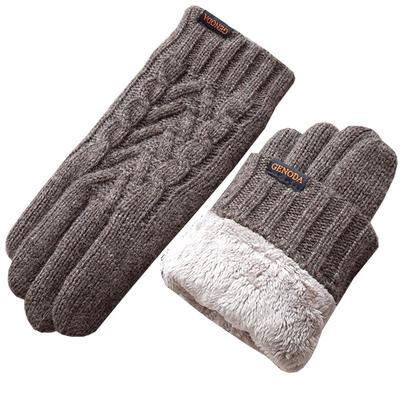 男女冬季加绒保暖露指触屏手套