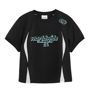 CGP (女款) 网眼拼色短袖T恤_3色 MUSINSA韩国直邮官方正品