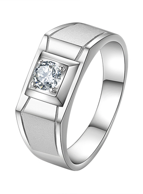 纯银镀18k白金仿真生日礼物戒指