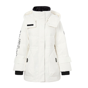 朗曼笛中长款工装羽绒服女通勤加厚鸭绒百搭上衣2025冬季新款外套