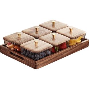 分格水果盘家用客厅玻璃茶几茶点零食干果糖果小吃碟坚果点心摆放