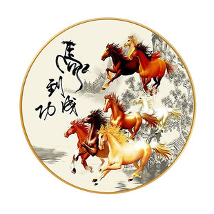 带框钻石画八匹马到成功手工满粘贴钻十字绣满钻玄关砖石画八骏图