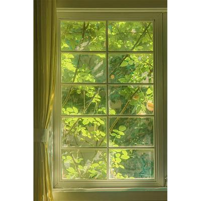 3D仿真窗户景色自粘装饰画唯美花公寓玻璃大白墙防水海报背景贴