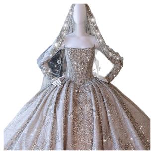 【罗马爱神】新娘重工宫廷风主纱婚纱礼服奢华长拖尾结婚2025新款