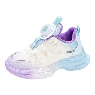 巴布豆女童加绒二棉运动鞋2025秋冬季新款休闲儿童轻便防滑老爹鞋