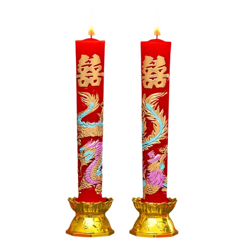 婚礼龙凤喜烛一对红色婚房装饰