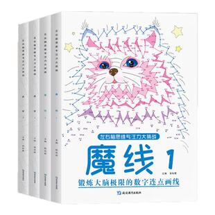 抖音同款迷宫魔线左右脑思维专注力大挑战锻炼大脑数字连点画线趣味迷宫益智走迷宫儿童魔线专注力训练书3456岁开发智力涂鸦画画本
