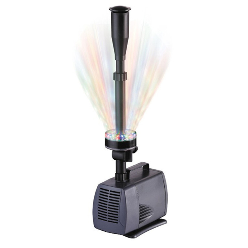 松宝鱼池喷泉泵鱼缸循环泵带彩灯水池小喷泉假山潜水泵景观喷泉头