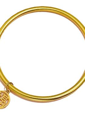 古法传承手镯女仿真黄金正品实心越南沙金素圈不掉色福牌手链首饰