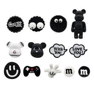 Mkop洞洞鞋配饰鞋扣配件黑酷M豆游戏鞋花装饰扣适配Cross/Crocs