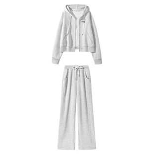 名创优品运动服女2026新款早秋季卫衣阔腿裤今年流行的女式套装D