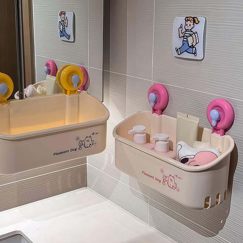 多巴胺吸盘置物架家用浴室卫生间厕所收纳架免打孔壁挂式大容量