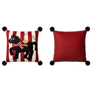 御尚居马年新款红色抱枕长条沙发靠枕枕套定制办公室腰靠新年礼物