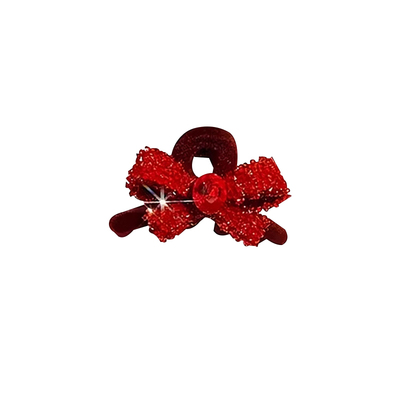 新年红色蝴蝶结发夹女公主