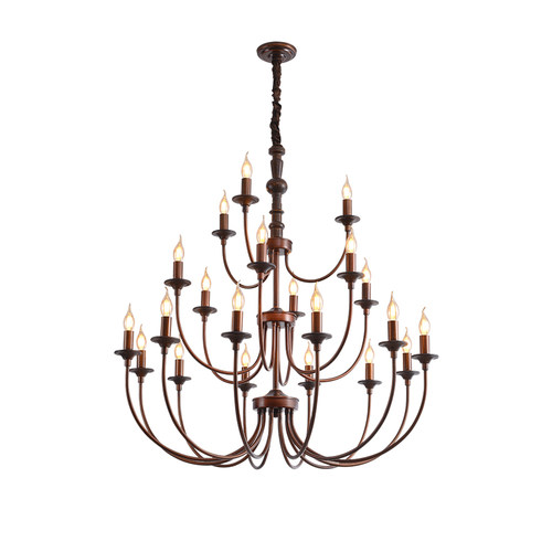 法式中古风楼梯吊灯客厅餐厅卧室美式复古高端别墅实木侘寂风灯具