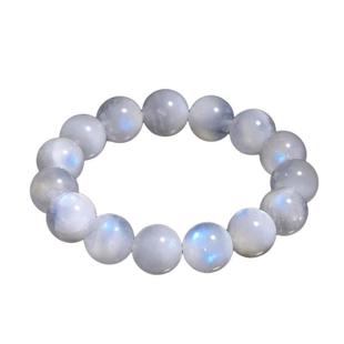 天然蓝月光手链女单圈白色蓝光月光石手串奶油体真水晶民族风饰品