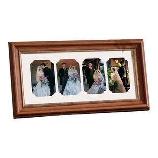 新中式相框摆台洗照片定制实木高级感两张两联6寸相册打印展示框