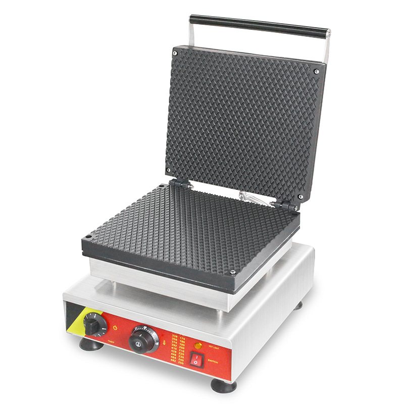 商用温控定时电加热方形甜甜圈冰激凌筒华夫饼早餐机四格可换板电