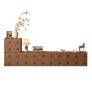 中古风卡门柜客厅家用电视柜斗柜模块组合边柜复古风多功能落地柜